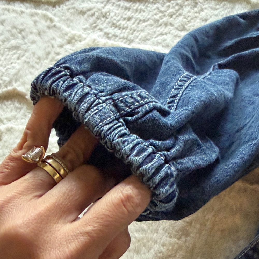Pilcro Dark Blue Denim Peplum Off-Shoulder Top - Picture 9 of 9